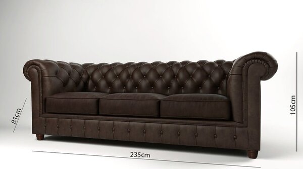 Sötétbarna bársony kanapé 230 cm Cambridge – Ropez