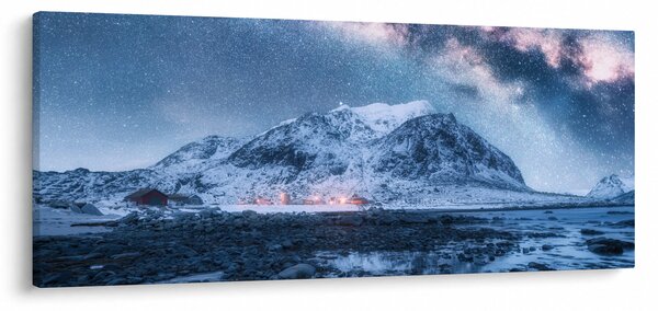 A hegyek képe a csillagos ég (120x50 cm)