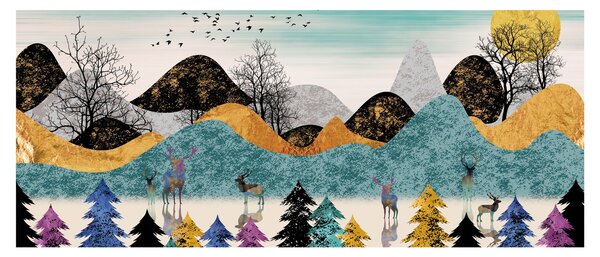 Grafikus kép szarvas (120x50 cm)