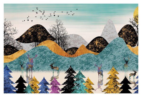 Grafikus kép szarvas (90x60 cm)