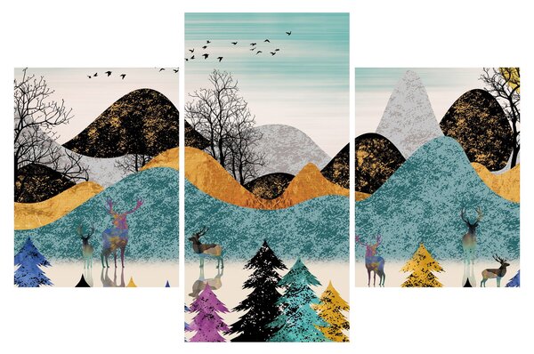 Grafikus kép szarvas (90x60 cm)