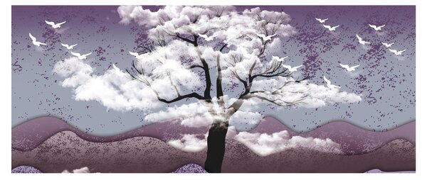 Kép - Fa a felhőkben (120x50 cm)