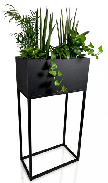Fekete magas fém növénytartó LOFT FIORINO 42X22X80 cm