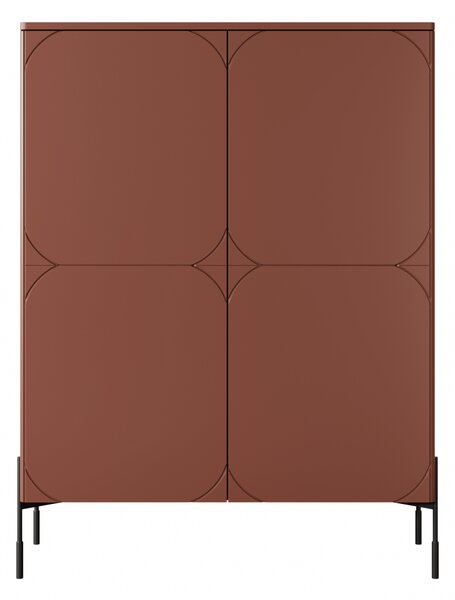 Sonatia magas komód 120 cm, kétszárnyú, két rejtett fiókkal – bordó