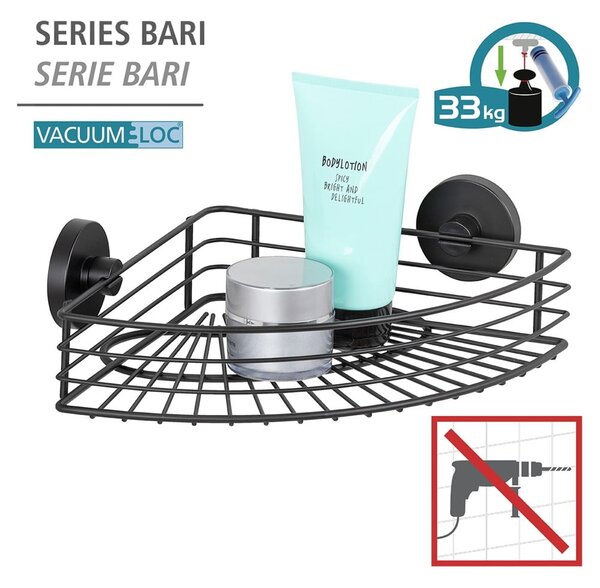 Vacuum-Loc® Bari fekete fürdőszobai sarokpolc - Wenko
