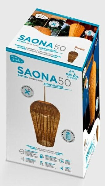 New Garden Saona 50 Akkumulátoros Függőlámpa Természetes Fonott