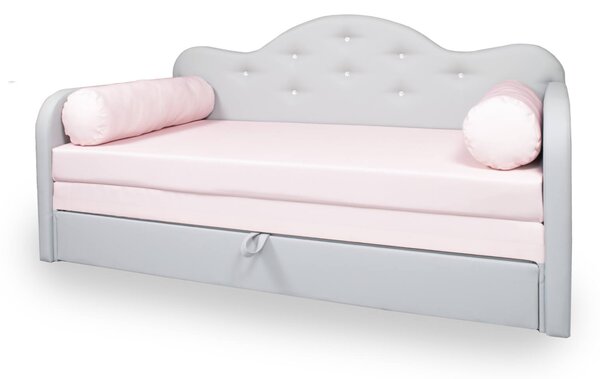 Prémium kanapéágy - szürke eco - rózsaszín Diamond