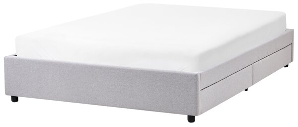 Ágy tárolófiókokkal fejtámla nélkül PRADES 140 x 200 cm Világosszürke