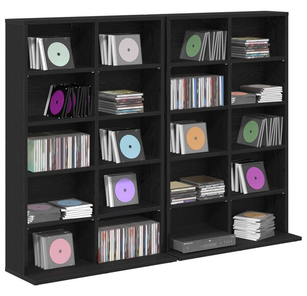 VidaXL CD szekrény 2 db Fekete Tölgy 65 x 23,5 x 97,5 cm Szerelt Fa