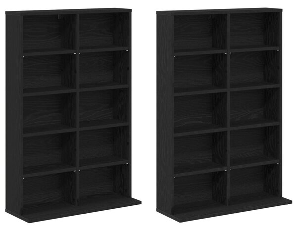 VidaXL CD szekrény 2 db Fekete Tölgy 65 x 23,5 x 97,5 cm Szerelt Fa