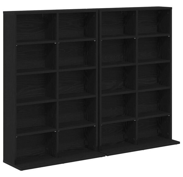 VidaXL CD szekrény 2 db Fekete Tölgy 65 x 23,5 x 97,5 cm Szerelt Fa