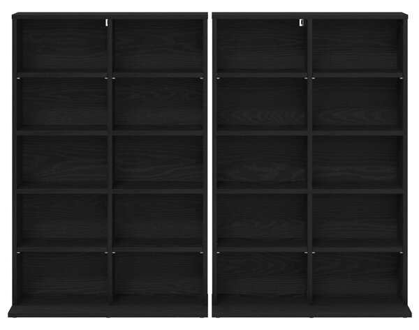 VidaXL CD szekrény 2 db Fekete Tölgy 65 x 23,5 x 97,5 cm Szerelt Fa