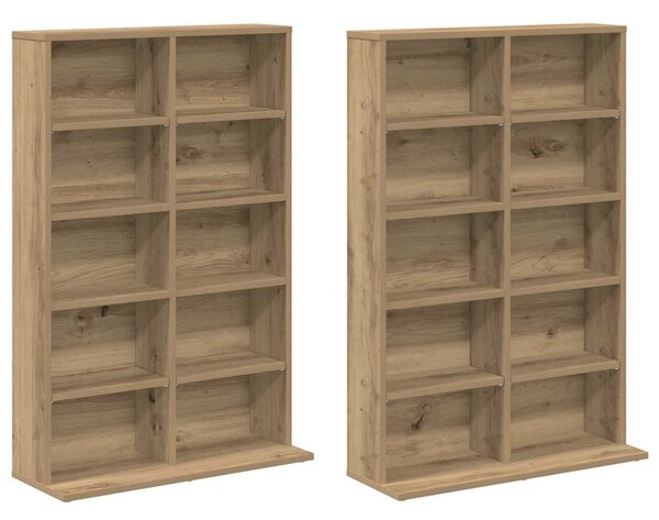 VidaXL CD szekrény 2 db Kézműves Tölgy 65 x 23,5 x 97,5 cm Szerelt Fa