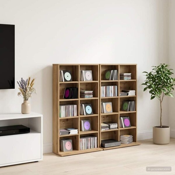VidaXL CD szekrény 2 db Kézműves Tölgy 65 x 23,5 x 97,5 cm Szerelt Fa