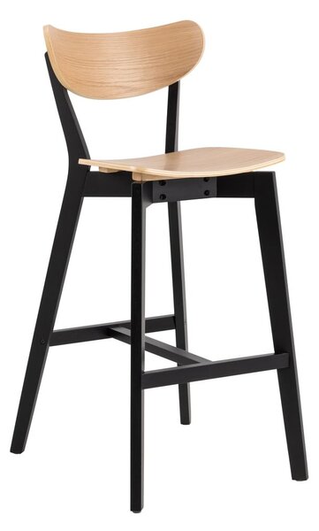 Fekete-natúr színű kaucsukfa bárszék szett 2 db-os 105 cm Roxby – Actona