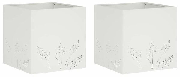 VidaXL Kerti cserép 2 db Fehér 50 x 50 x 49 cm Hidegen hengerelt acél