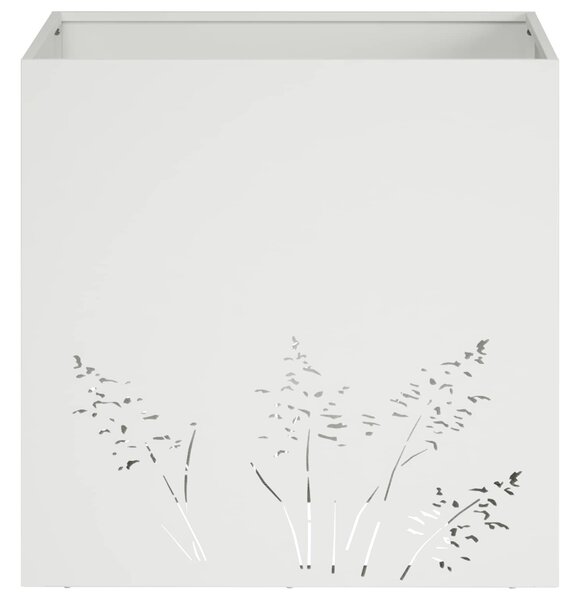 VidaXL Kerti cserép 2 db Fehér 50 x 50 x 49 cm Hidegen hengerelt acél