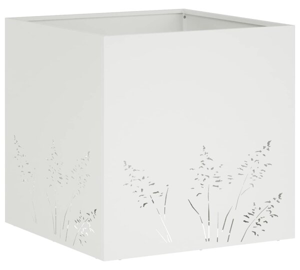 VidaXL Kerti cserép 2 db Fehér 50 x 50 x 49 cm Hidegen hengerelt acél