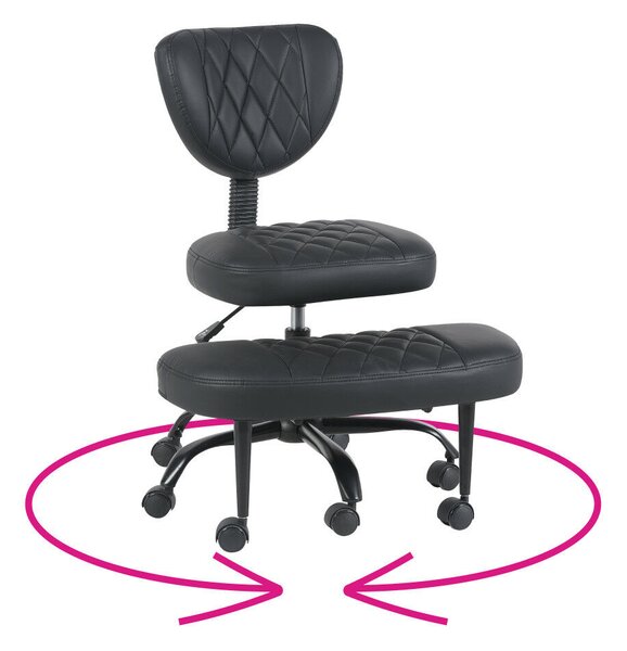 Ergonomikus térdeplőszék, fekete műbőr/fekete, SAMER