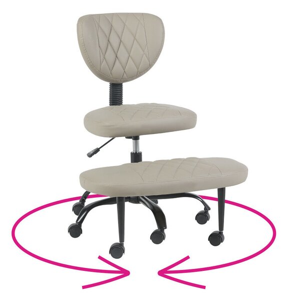 Ergonomikus térdeplőszék, szürkésbarna Taupe ekobőr/fekete, SAMER