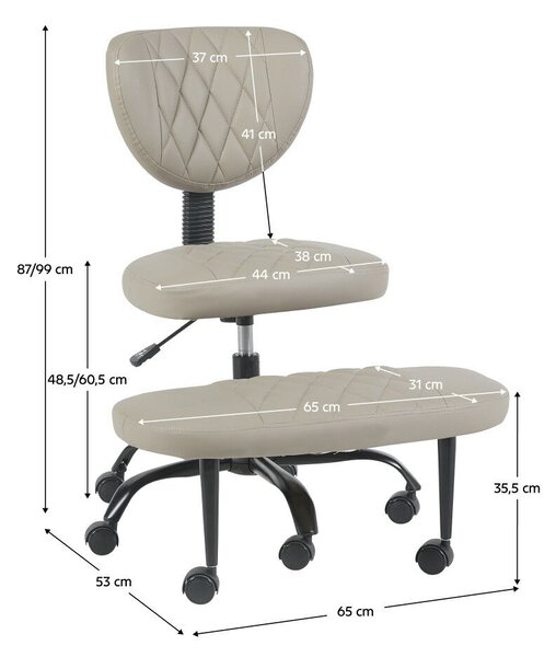 Ergonomikus térdeplőszék, szürkésbarna Taupe ekobőr/fekete, SAMER
