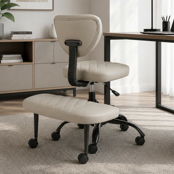 Ergonomikus térdeplőszék, szürkésbarna Taupe ekobőr/fekete, SAMER