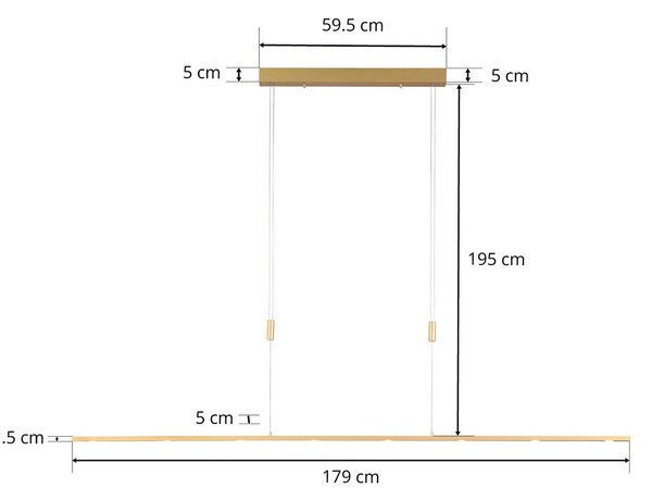 Quitani LED függő lámpa Tolu, hossza 179 cm, sárgaréz, dimmelhető, Sárgaréz / arany, Nappali / Étkező, Alumínium, Modern