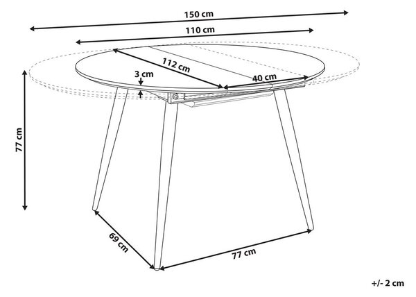 Kihúzható étkezőasztal SENIAC Barna 110/150 cm 112 cm