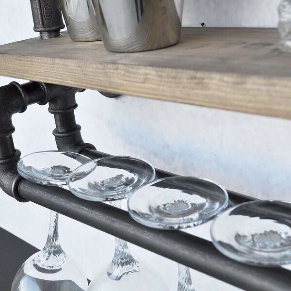 Hanah Home Pipe Shelf Walnut Black Boruraf104