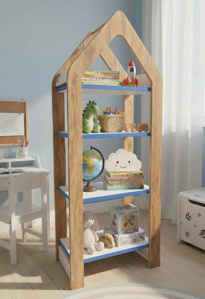 Hanah Home Multi Purpose Shelf Blue Walnut White Artmtkslhf4 - Blue