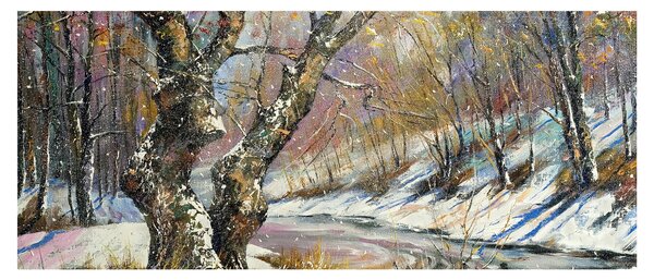 Egy festett téli táj képe (120x50 cm)