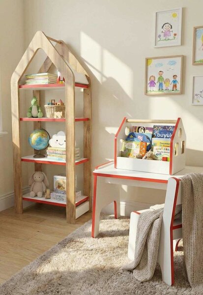 Hanah Home Többcélú Polc Piros Dió Fehér Artmtkslhf4 - Piros