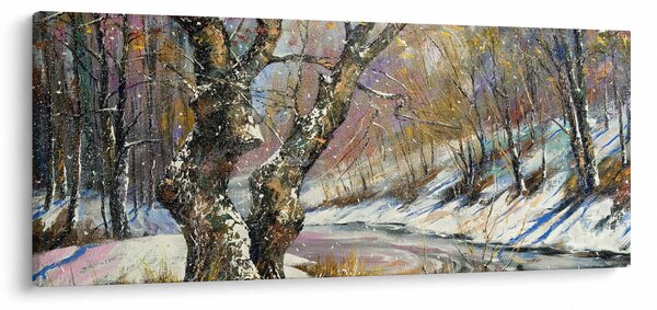Egy festett téli táj képe (120x50 cm)
