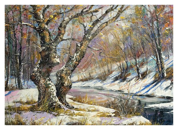 Egy festett téli táj képe (70x50 cm)