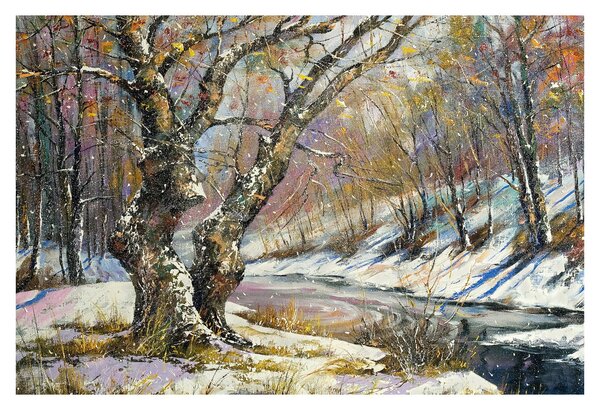 Egy festett téli táj képe (90x60 cm)