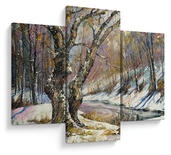 Egy festett téli táj képe (90x60 cm)