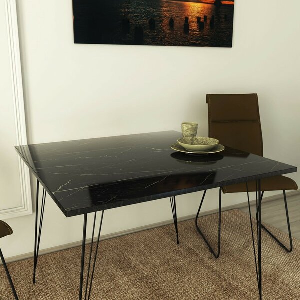 Hanah Home Table Black White Sandalf Square - Royal