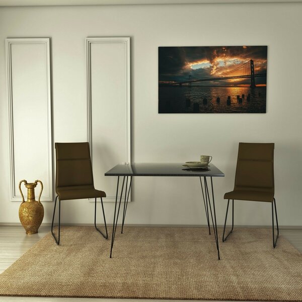 Hanah Home Table Black White Sandalf Square - Royal