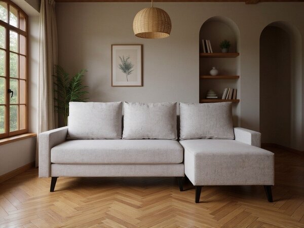 Sarokkanapé Delbene 127, Kárpit, 74x225x140cm, Fényes fekete