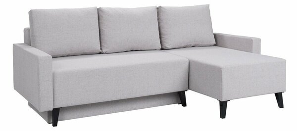 Sarokkanapé Delbene 127, Kárpit, 74x225x140cm, Fényes fekete