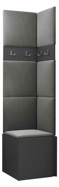Előszoba garnitúra Pinis XXI, 186x42x46cm, Grafit, Laminált forgácslap, Kárpit