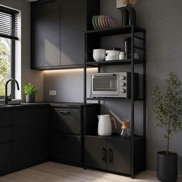 Hanah Home Multi Purpose Shelf Black Modu - Black