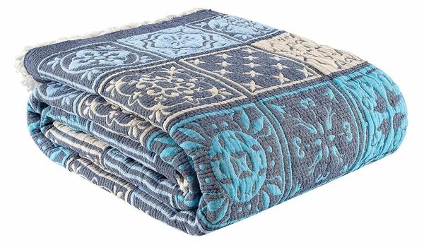 L'essential Maison King paplan kék patchwork - kék