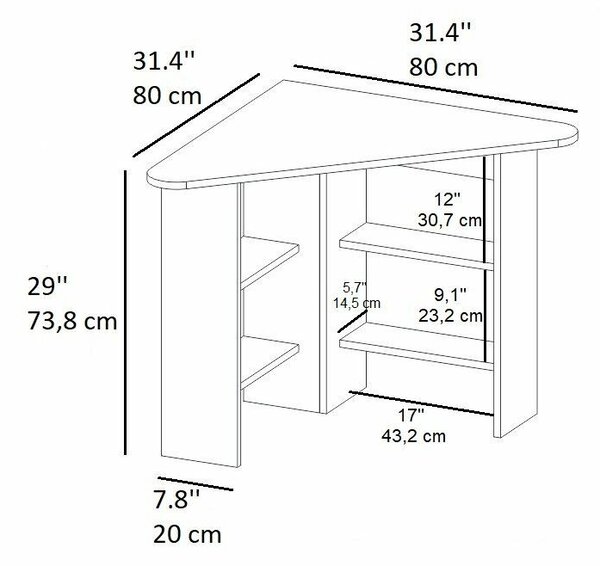 Hanah Home sarok konyhaasztal, fehér