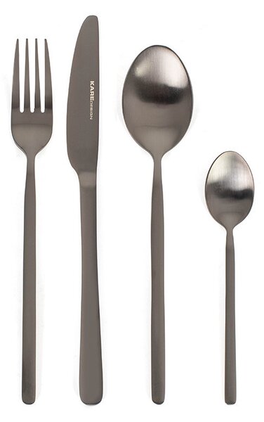 KARE Design Gloria Matt Black Titán Evőeszközkészlet 16 db