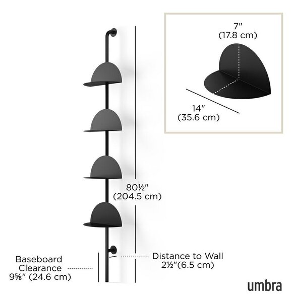 Umbra Solis Állítható Fali Polcrendszer Fekete