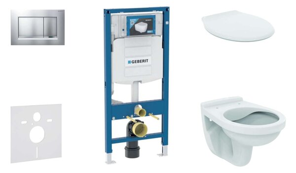 Geberit Duofix - Falra szerelhető szerelőkészlet, Alpha WC ülőkével, Sigma30 nyomógomb, króm matt/króm 111.300.00.5 NR7