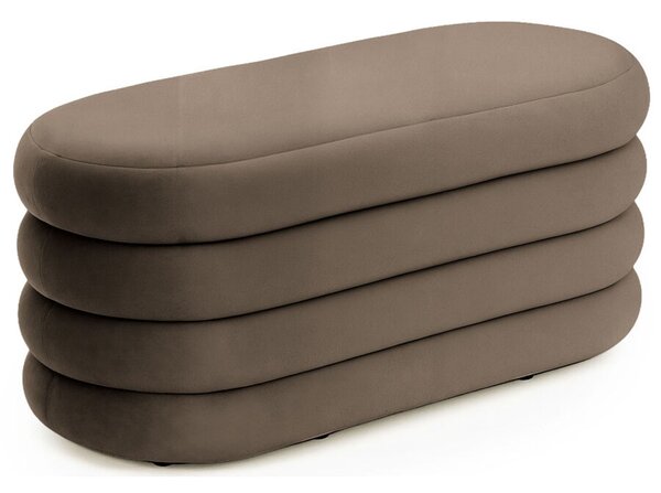 Puffo kárpitozott puff tárolóhellyel, bársony, 100x42x42 cm, barna