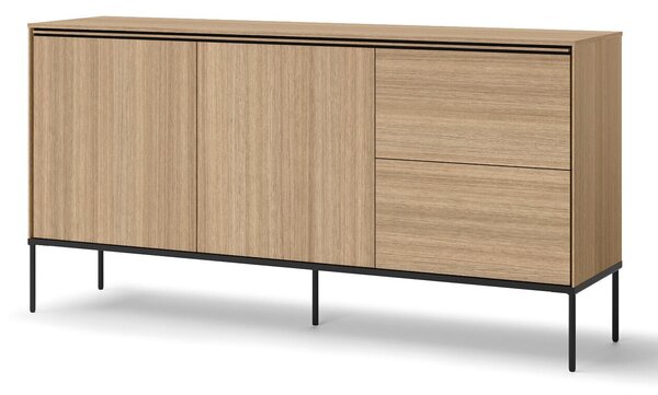 Komód Evaliri 102, Laminált forgácslap, 84x166x41cm, Tölgy, Fekete