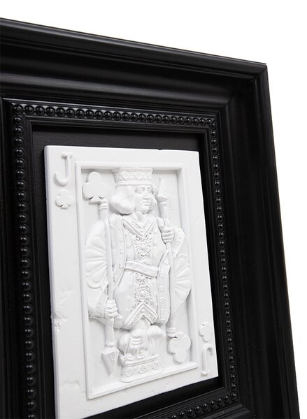 King Home SHP JACK Fali Dekoráció Fehér Relief Fekete Kerettel